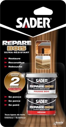 COLLE EPOXY REPARE BOIS SADER - 2 POTS DE 94 G