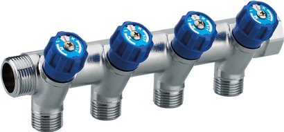 COLLECTEUR BLEU MF 3/4 - 4 DEPARTS M 1/2 ROBINET INTEGRE