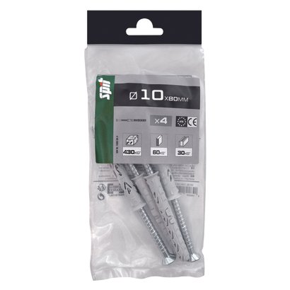 Cheville  longue BLONG SPIT Avec TF pour huisserie Ø10x80MM - Sachet de 4 pièces