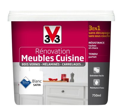 Peinture rénovation meubles cuisine satin Jaune Pop V33 2L