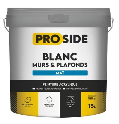 Seau peinture blanc velours PROSIDE 15 litres
