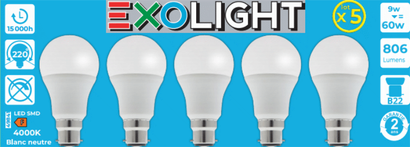 Ampoule LED Opale 9W 806L 5 unités - Prodeal