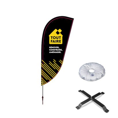 DRAPEAU FLAMME AVEC CHARGE PLASTIQUE 138 x 310 NOIR