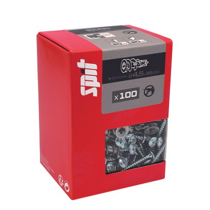 Cheville métallique autoforeuse DRIVA SPIT Avec vis TR  Ø4,5x35MM - Sachet de 100 pièces
