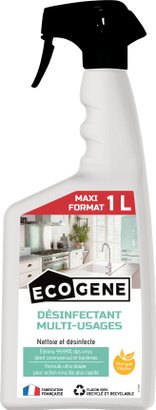  Désinfectant sols et multi-usages concentré à la mangue et pêche - Maxi format Spray de 1L - Ecogene