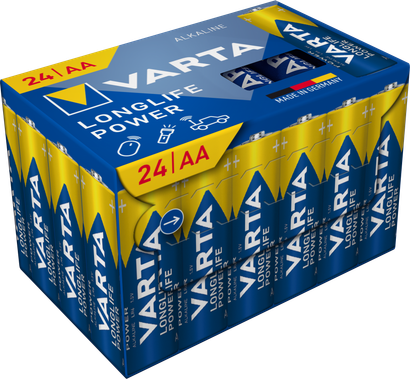 Pile Alcaline VARTA  Longlife Power  AA/LR6 - Lot de 24 unités