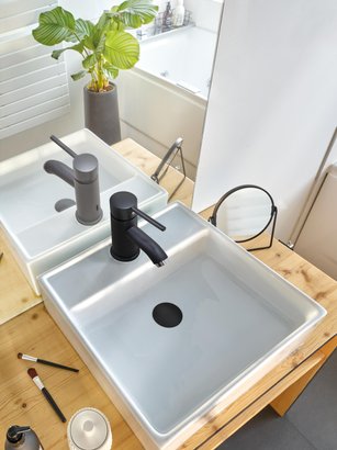 Bonde lavabo Black touch - laiton dôme fixe - corps 100mm     