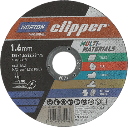 Disque à tronçonner PRO MULTI MATERIAUX 125x1,6x22,23 T41 