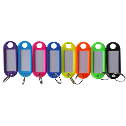 Etiquette porte clés avec anneau brisé Plastique et acier nickelé Blister de 5