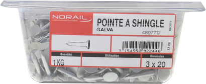 Pointe Shingle Galvanisé 3x20 Barquette de 1kg