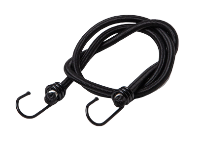 Cavalier de 2 sandows Lg : 1m Ø 8mm NOIR crochets métal, sur cartonette cavalier