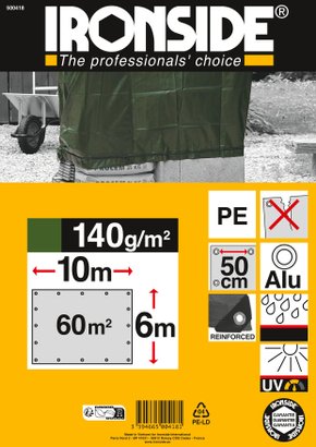 Bâche à œillet 6X10M 140G/M2