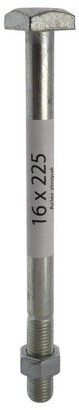 BOULON DE CHARPENTE TÊTE CARRÉE 14X225 ACIER ZINGUÉ BOITE X25