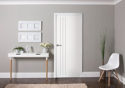 BLOC PORTE RAINURÉE GROOVE -MODÈLE ÉQUILIBRE 2040 X 830 POUSSANT DROIT RECOUVREMENT