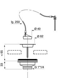 BONDE DE LAVABO A BOUCHON NOIR