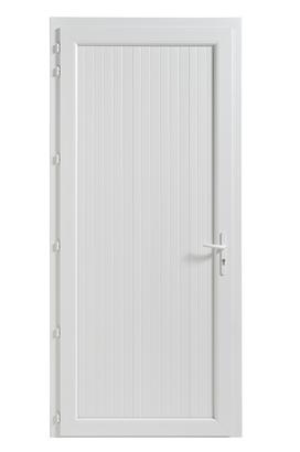 Bloc-porte de service PVC Pleine Rainurée Non Isolée N60 - Serrure 5 points - Poussant Gauche - 205 x 90CM