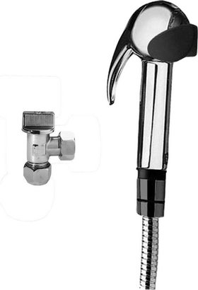 DOUCHETTE HYGIENIQUE CHROME YASMINE AVEC SUPPOR NOIR ET FLEXIBLE 125 PLUS RACCORDS - 0408111
