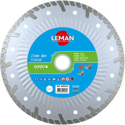 Disque Diamant Coupe et Ponce Tuiles - Ø230mm - Ep.2,5mm Segment 9mm Alésage 22,23