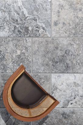 Opus 4 formats SILVER Tumbled (40,6 x 40,6 / 20,3 x 40,6 / 20,3 x 20,3 / 40,6 x61 cm) épaisseur 1,2 cm - Travertin Contract 1er choix