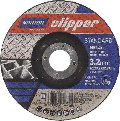 Disque à tronçonner STANDARD  METAL/INOX 125x3,2x22,23 T42