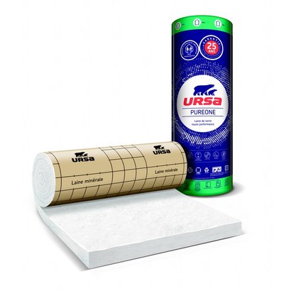 Panneau roule de laine de verre Kraft Pure 32 QP Ep 160 mm 2.7x1.2m R 5.0