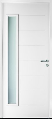 PORTE D'ENTRÉE ABSCISSE ACIER BLANC STANDARD 2150 X 900 MM TAPEE 160 MM POUSANT DROIT