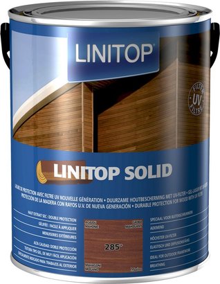 Lasure haut extrait sec LINITOP SOLID mat - satin - brillant acajou de 5 L