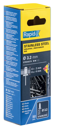 Rivets INOX Ø3.2 x 8mm Boite 50 + forêt