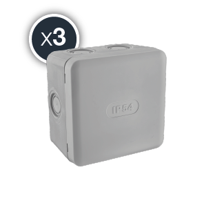 Lot de 3 boîtes de dérivation étanche - IP54 85x85/P50- Gris
