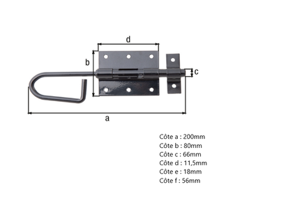 VERROU BAIONNETTE NOIR ET GACHE 200 D.11.5
