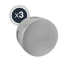 Lot de 3 boîtes de dérivation étanche - IP54 Ø70/P40- Gris