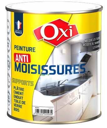 PEINTURE ACRYLIQUE MURS ET PLAFONDS ANTI-MOISISSURE SATINÉ BLANC 2.5 L