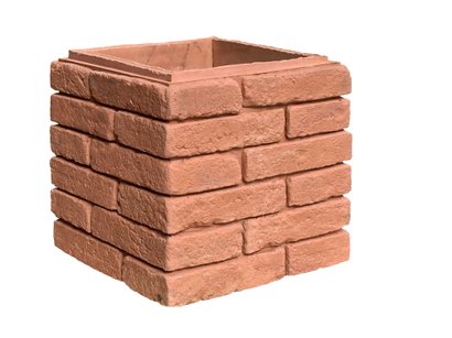 Elément de pilier boisseau BRIQUE L.37x l.37x Ht33cm - Coloris Ton Rouge