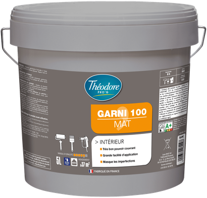 Peinture acrylique GARNI 100 MAT PRO G - Blanc - Seau de 5L