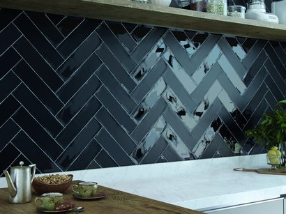 Carrelage mural faïence COLONIAL 7,5x30cm ép.8,6mm - Black Brillo