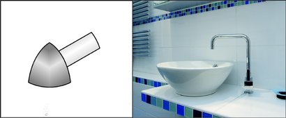 2 angles sortants pour profilé de finition carrelage  - 1/4 rond fermé DURONDELL - Ht 10 mm - PVC Blanc - DRP 1030-Y