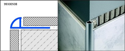 Profilé de finition carrelage - 1/4 de rond fermé DURONDELL Alu Argent anodisé - Longueur 250 cm Ht 10 mm - DRAE 100/250