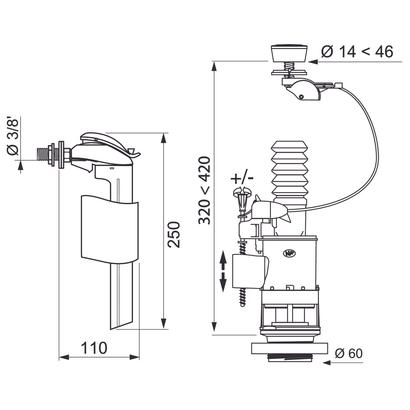 Ensemble chasse d’eau mécanisme câble MW² avec robinet f90 - Wirquin