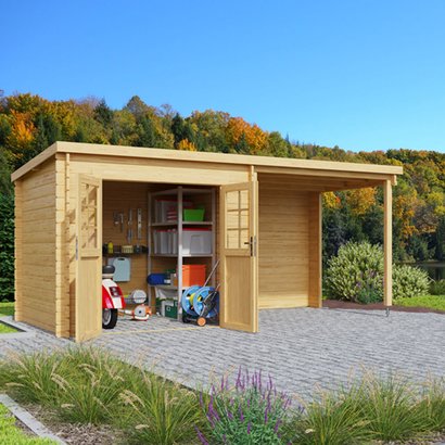 Abri de jardin en bois naturel SOPHY 8,91M² 440 x 244 x 205CM - OLG 