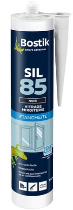 MASTIC SILICONE ACÉTIQUE SIL 85 VITRAGE NOIR - CARTOUCHE 310 ML