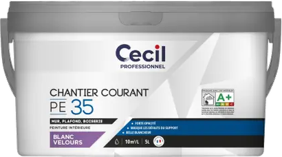 Peinture Chantier Intérieur PE V35 - Blanc Velours - Seau de 5L