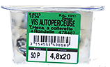 Vis autoperceuse Tête héxagonale à collerette Acier zingué - tête laquée beige 4,8x20 Barquette de 50
