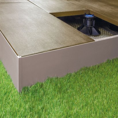 Profilé périphérique de terrasse pour pose de dalle sur plots - DURABAL BO - Longueur 300 cm - Ht 60 mm - Aluminium Gris platine - BOAC 6036/300