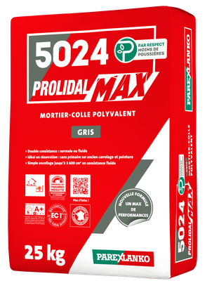 Mortier-colle carrelage améliorée C2 EG PROLIDAL MAX 5024 - Blanc - Sac de 25kg