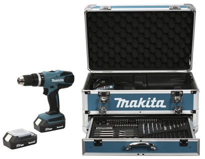 Perceuse visseuse à percussion 18 V Li-Ion 1.3 Ah Diam.13 mm coffret alu Ref HP457DWEX4