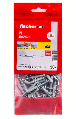 CHEVILLE A FRAPPER N A COLLERETTE LARGE D5X25 BOITE 50