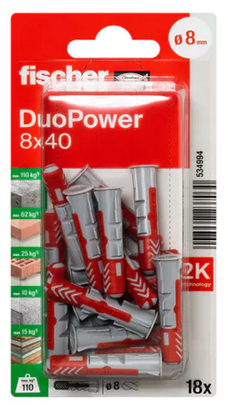 Cheville DuoPower 8x40 - Blister 18 pièces