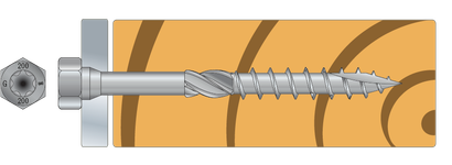 VIS BOIS FILETAGE PARTIEL TIGE HEXAGONALE SSH 12.0 X 80 PAR 25