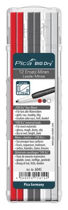 Mines crayon big dry – x 4 rouges + 4 graphites + 4 blanches - Pica