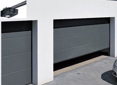 PORTE DE GARAGE RAINURE L GRIS RAL 7016 SANDGRAIN